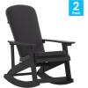 Flash Furniture Savannah Set of 2 Rocking Adirondack Chairs with Cushions – Black Poly Resin Frame – Cream All-Weather Cushions – Indoor/Outdoor Use(Black/Gray)