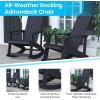 Flash Furniture Savannah Set of 2 Rocking Adirondack Chairs with Cushions – Black Poly Resin Frame – Cream All-Weather Cushions – Indoor/Outdoor Use(Black/Gray)