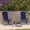 Flash Furniture Savannah Set of 2 Rocking Adirondack Chairs with Cushions – Black Poly Resin Frame – Cream All-Weather Cushions – Indoor/Outdoor Use(Gray/Blue)