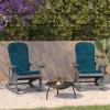 Flash Furniture Savannah Set of 2 Rocking Adirondack Chairs with Cushions – Black Poly Resin Frame – Cream All-Weather Cushions – Indoor/Outdoor Use(Gray/Teal)