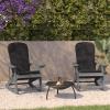 Flash Furniture Savannah Set of 2 Rocking Adirondack Chairs with Cushions – Black Poly Resin Frame – Cream All-Weather Cushions – Indoor/Outdoor Use(Grey)