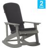 Flash Furniture Savannah Set of 2 Rocking Adirondack Chairs with Cushions – Black Poly Resin Frame – Cream All-Weather Cushions – Indoor/Outdoor Use(Grey)