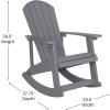 Flash Furniture Savannah Set of 2 Rocking Adirondack Chairs with Cushions – Black Poly Resin Frame – Cream All-Weather Cushions – Indoor/Outdoor Use(Grey)