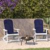 Flash Furniture Savannah Set of 2 Rocking Adirondack Chairs with Cushions – Black Poly Resin Frame – Cream All-Weather Cushions – Indoor/Outdoor Use(White/Blue)