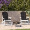 Flash Furniture Savannah Set of 2 Rocking Adirondack Chairs with Cushions – Black Poly Resin Frame – Cream All-Weather Cushions – Indoor/Outdoor Use(White/Gray)