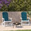 Flash Furniture Savannah Set of 2 Rocking Adirondack Chairs with Cushions – Black Poly Resin Frame – Cream All-Weather Cushions – Indoor/Outdoor Use(White/Teal)