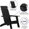 Flash Furniture Sawyer Modern Commercial 2-Slat Back Adirondack Chair – Navy Blue Commercial All-Weather Poly Resin Lounge Chair(Black)