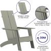 Flash Furniture Sawyer Modern Commercial 2-Slat Back Adirondack Chair – Navy Blue Commercial All-Weather Poly Resin Lounge Chair(Grey)