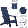 Flash Furniture Sawyer Modern Commercial 2-Slat Back Adirondack Chair – Navy Blue Commercial All-Weather Poly Resin Lounge Chair(Navy)