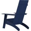 Flash Furniture Sawyer Modern Commercial 2-Slat Back Adirondack Chair – Navy Blue Commercial All-Weather Poly Resin Lounge Chair(Navy)