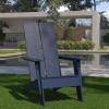 Flash Furniture Sawyer Modern Commercial 2-Slat Back Adirondack Chair – Navy Blue Commercial All-Weather Poly Resin Lounge Chair(Navy)