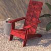 Flash Furniture Sawyer Modern Commercial 2-Slat Back Adirondack Chair – Navy Blue Commercial All-Weather Poly Resin Lounge Chair(Red)