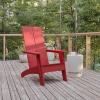 Flash Furniture Sawyer Modern Commercial 2-Slat Back Adirondack Chair – Navy Blue Commercial All-Weather Poly Resin Lounge Chair(Red)