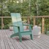 Flash Furniture Sawyer Modern Commercial 2-Slat Back Adirondack Chair – Navy Blue Commercial All-Weather Poly Resin Lounge Chair(Sea Foam)