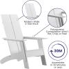 Flash Furniture Sawyer Modern Commercial 2-Slat Back Adirondack Chair – Navy Blue Commercial All-Weather Poly Resin Lounge Chair(White)