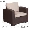 Flash Furniture Seneca Chocolate Brown Faux Rattan Chair with All-Weather Beige Cushion(Chocolate Brown)
