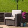 Flash Furniture Seneca Chocolate Brown Faux Rattan Chair with All-Weather Beige Cushion(Chocolate Brown)