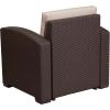Flash Furniture Seneca Chocolate Brown Faux Rattan Chair with All-Weather Beige Cushion(Chocolate Brown)
