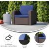 Flash Furniture Seneca Chocolate Brown Faux Rattan Chair with All-Weather Beige Cushion(Navy Cushions/Chocolate Brown Frame)