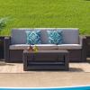 Flash Furniture Seneca Indoor/Outdoor Chocolate Brown Faux Rattan Coffee Table with Open Storage(Chocolate Brown)