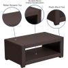 Flash Furniture Seneca Indoor/Outdoor Chocolate Brown Faux Rattan Coffee Table with Open Storage(Chocolate Brown)
