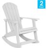 Flash Furniture Set of 2 Adirondack Rocking Chairs and Adirondack Side Table – Poly Resin Wood Look – White – All Weather – Indoor/Outdoor