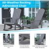 Flash Furniture Set of 2 Savannah Adirondack Rocking Chairs – Commercial Grade All-Weather Sea Foam Poly Resin Wood – Matching Side Table(Grey)