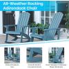 Flash Furniture Set of 2 Savannah Adirondack Rocking Chairs – Commercial Grade All-Weather Sea Foam Poly Resin Wood – Matching Side Table(Sea Foam)