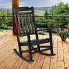 Flash Furniture Set of 2 Winston All-Weather Rocking Chair in Red Faux Wood(Black)