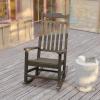 Flash Furniture Set of 2 Winston All-Weather Rocking Chair in Red Faux Wood(Mahogany)