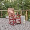 Flash Furniture Set of 2 Winston All-Weather Rocking Chair in Red Faux Wood(Red)