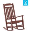 Flash Furniture Set of 2 Winston All-Weather Rocking Chair in Red Faux Wood(Red)