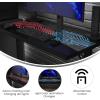 Flash Furniture Shan 43″ Commercial Grade Gaming Desk with LED Lights – Black Steel Frame – Tempered Glass Desktop – Home or Office Computer Table – Wired LED Remote