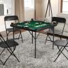Flash Furniture Silas 34.5″ Square Folding Card Table with Felt Green Surface and Cup Holders, Portable Folding Game Table for 4 Players, White/Green(Black Top/Green Felt Surface)
