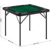 Flash Furniture Silas 34.5″ Square Folding Card Table with Felt Green Surface and Cup Holders, Portable Folding Game Table for 4 Players, White/Green(Black Top/Green Felt Surface)