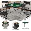 Flash Furniture Silas 34.5″ Square Folding Card Table with Felt Green Surface and Cup Holders, Portable Folding Game Table for 4 Players, White/Green(Black Top/Green Felt Surface)