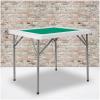 Flash Furniture Silas 34.5″ Square Folding Card Table with Felt Green Surface and Cup Holders, Portable Folding Game Table for 4 Players, White/Green(Green)