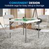 Flash Furniture Silas 34.5″ Square Folding Card Table with Felt Green Surface and Cup Holders, Portable Folding Game Table for 4 Players, White/Green(Green)