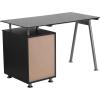 Flash Furniture Singleton Black Glass Computer Desk with Three Drawer Pedestal