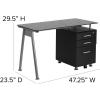 Flash Furniture Singleton Black Glass Computer Desk with Three Drawer Pedestal