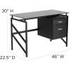 Flash Furniture Singleton Glass Desk with Two Drawer Pedestal,Black