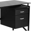 Flash Furniture Singleton Glass Desk with Two Drawer Pedestal,Black
