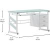 Flash Furniture Singleton White Computer Desk with Frosted Glass Top and Three Drawer Pedestal