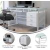 Flash Furniture Singleton White Computer Desk with Frosted Glass Top and Three Drawer Pedestal