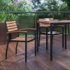 Flash Furniture Stackable Aluminum Patio Chair – All-Weather Black Framed Side Chair with Faux Teak Slats – Commercial Grade – Set of 4(Black)