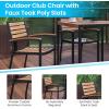 Flash Furniture Stackable Aluminum Patio Chair – All-Weather Black Framed Side Chair with Faux Teak Slats – Commercial Grade – Set of 4(Black)