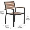 Flash Furniture Stackable Aluminum Patio Chair – All-Weather Black Framed Side Chair with Faux Teak Slats – Commercial Grade – Set of 4(Black)
