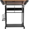 Flash Furniture Swanson Adjustable Drawing and Drafting Table with Black Frame and Dual Wheel Casters, Cherry