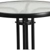 Flash Furniture TLH-071RD-017CBZ2-GG Lila 23.75” Round Glass Table with 2 Metal Aluminum Slat Stack Chairs, Bronze(Black)