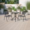 Flash Furniture TLH-071RD-017CBZ2-GG Lila 23.75” Round Glass Table with 2 Metal Aluminum Slat Stack Chairs, Bronze(Black)